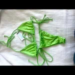 Tia Triangle Satin Bikini Top & Tia String Satin Bikini Bottom
